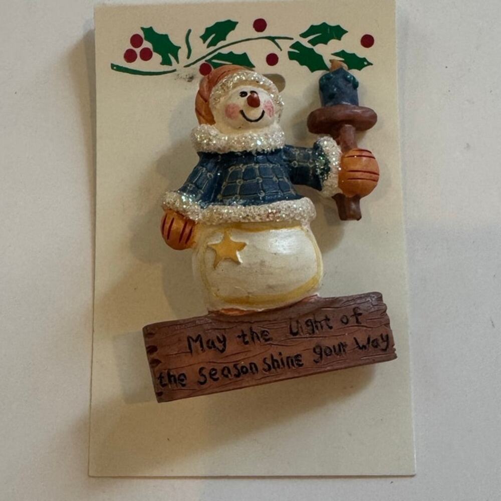 New Vtg Snowman Pin/Brooch 2" Holiday Winter